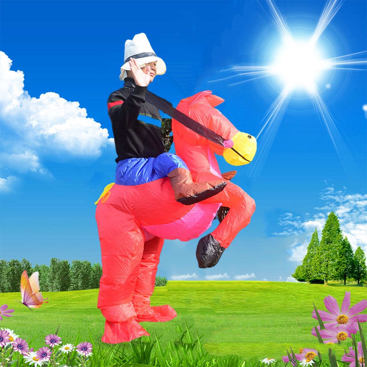 Inflatable Horse Costume Multifunctional Premium Inflatable Red