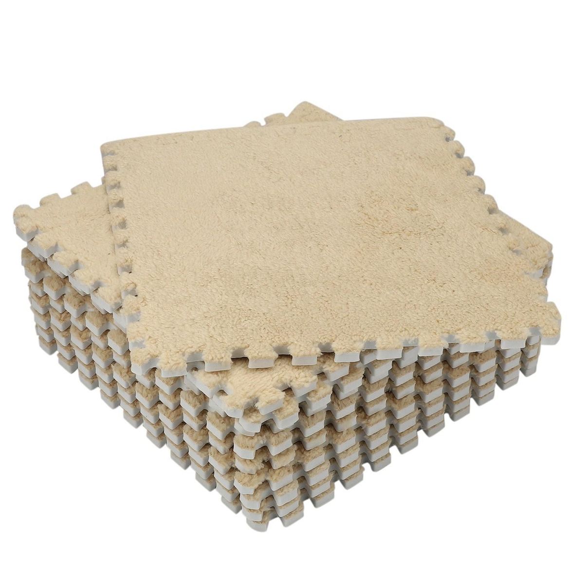 10 Piece Interlocking Foam EVA Fuzzy Mat Flooring Fluffy Carpet Tiles for Kids - perfect for Nursery DeCor, Baby Room, Playroom and Kids Room