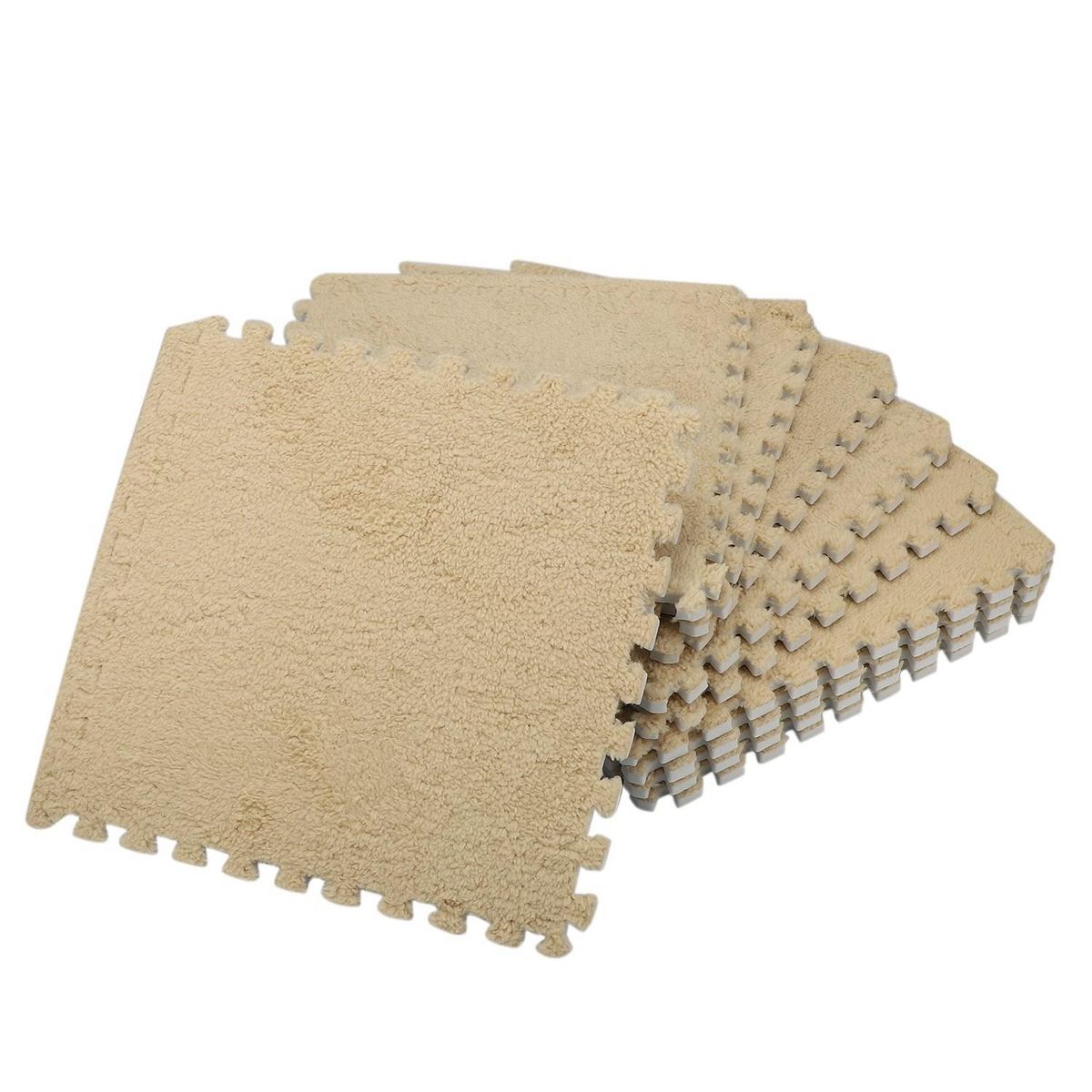 10 Piece Interlocking Foam EVA Fuzzy Mat Flooring Fluffy Carpet Tiles for Kids - perfect for Nursery DeCor, Baby Room, Playroom and Kids Room