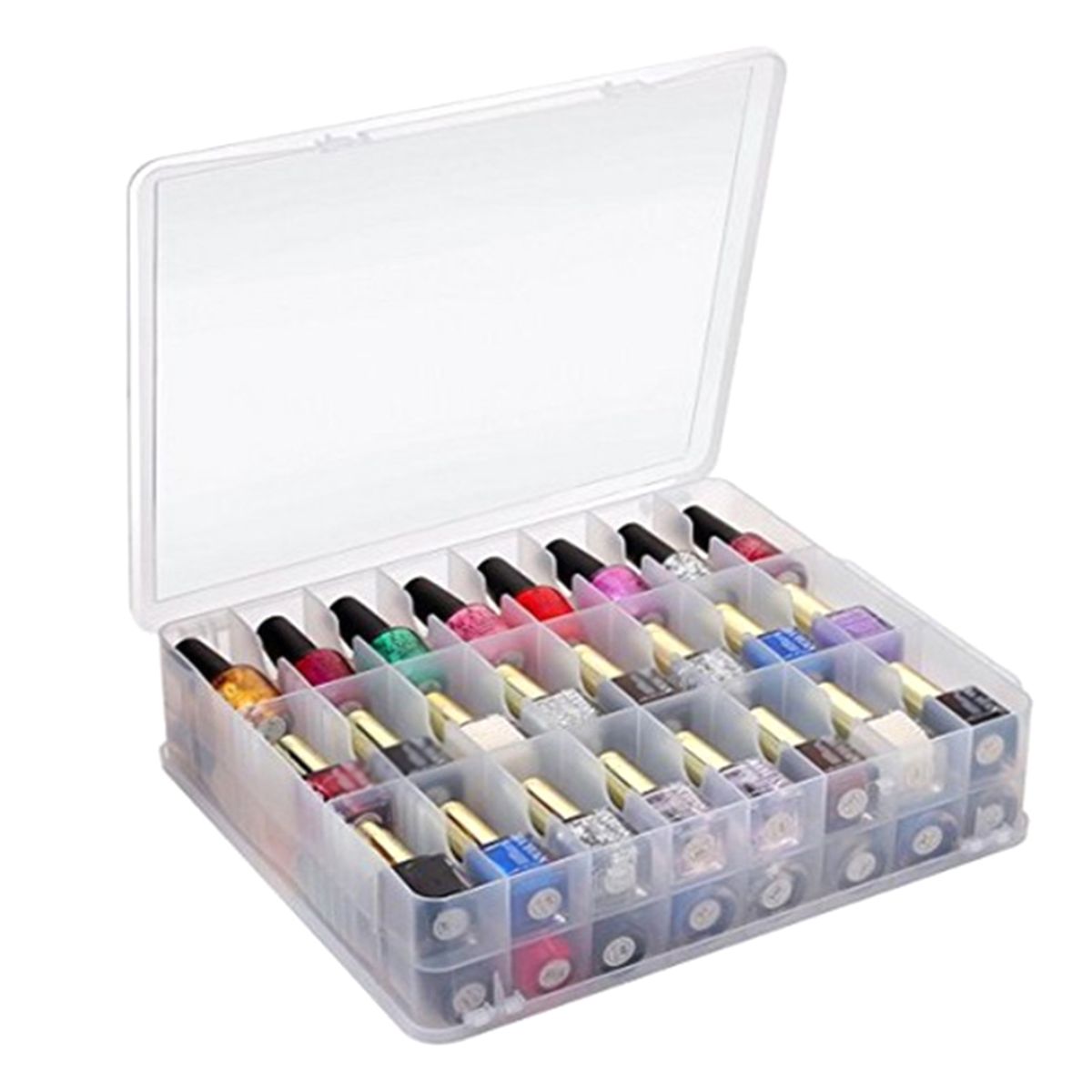 48 Grids Nail Glue Caddy Holder Box Women Essential Double