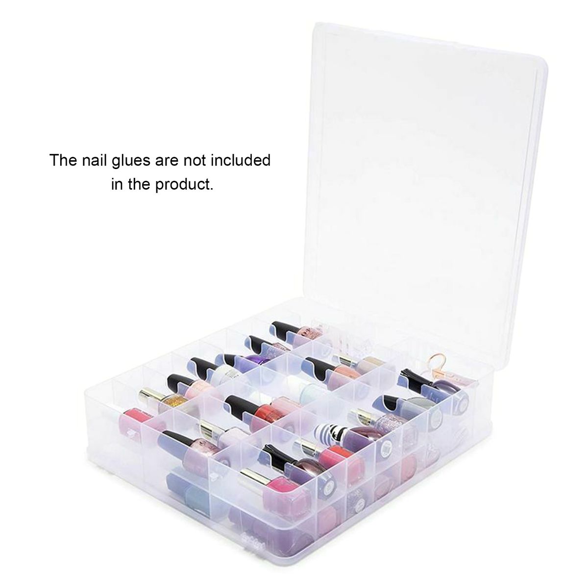 48 Grids Nail Glue Caddy Holder Box Women Essential Double