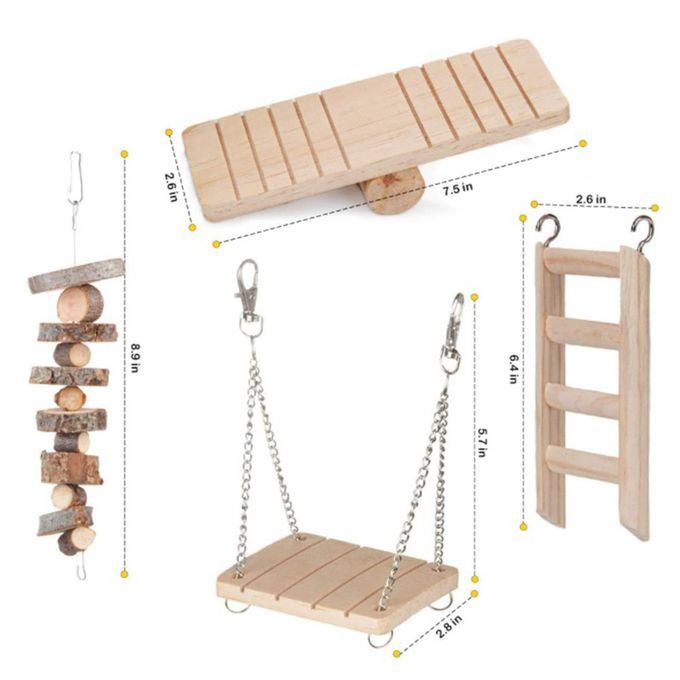 10pcs Wooden Hamster Toy Small Pets Gerbil Guinea Pig Chinchilla