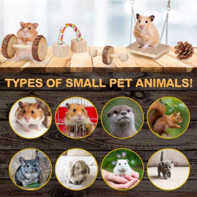 10pcs Wooden Hamster Toy Small Pets Gerbil Guinea Pig Chinchilla