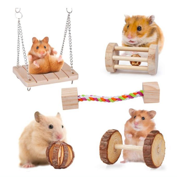 10pcs Wooden Hamster Toy Small Pets Gerbil Guinea Pig Chinchilla