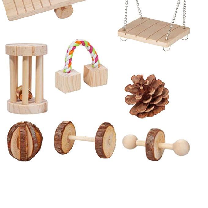 10pcs Wooden Hamster Toy Small Pets Gerbil Guinea Pig Chinchilla