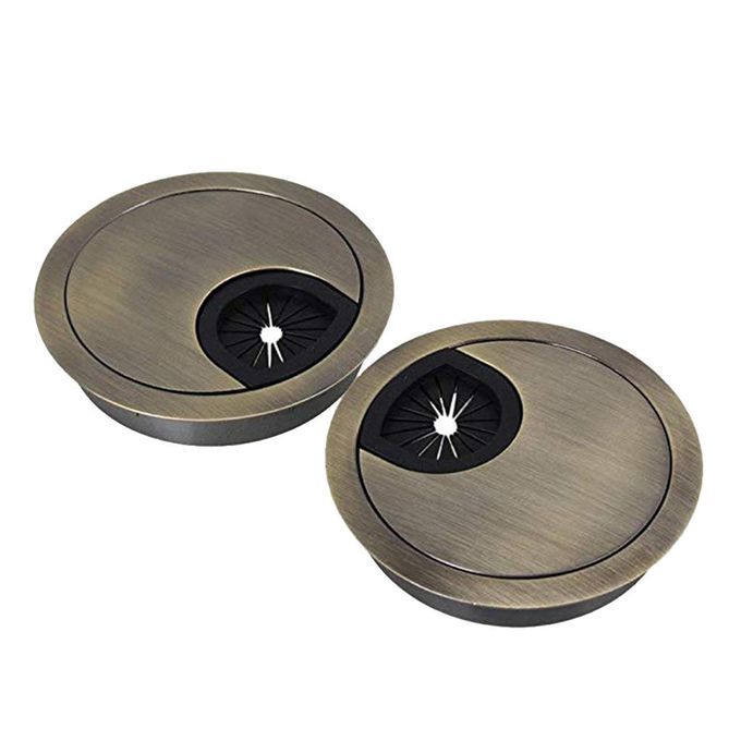 2 Pack 60mm Computer Desk Table Zinc Alloy Grommet Cable Port Bronze