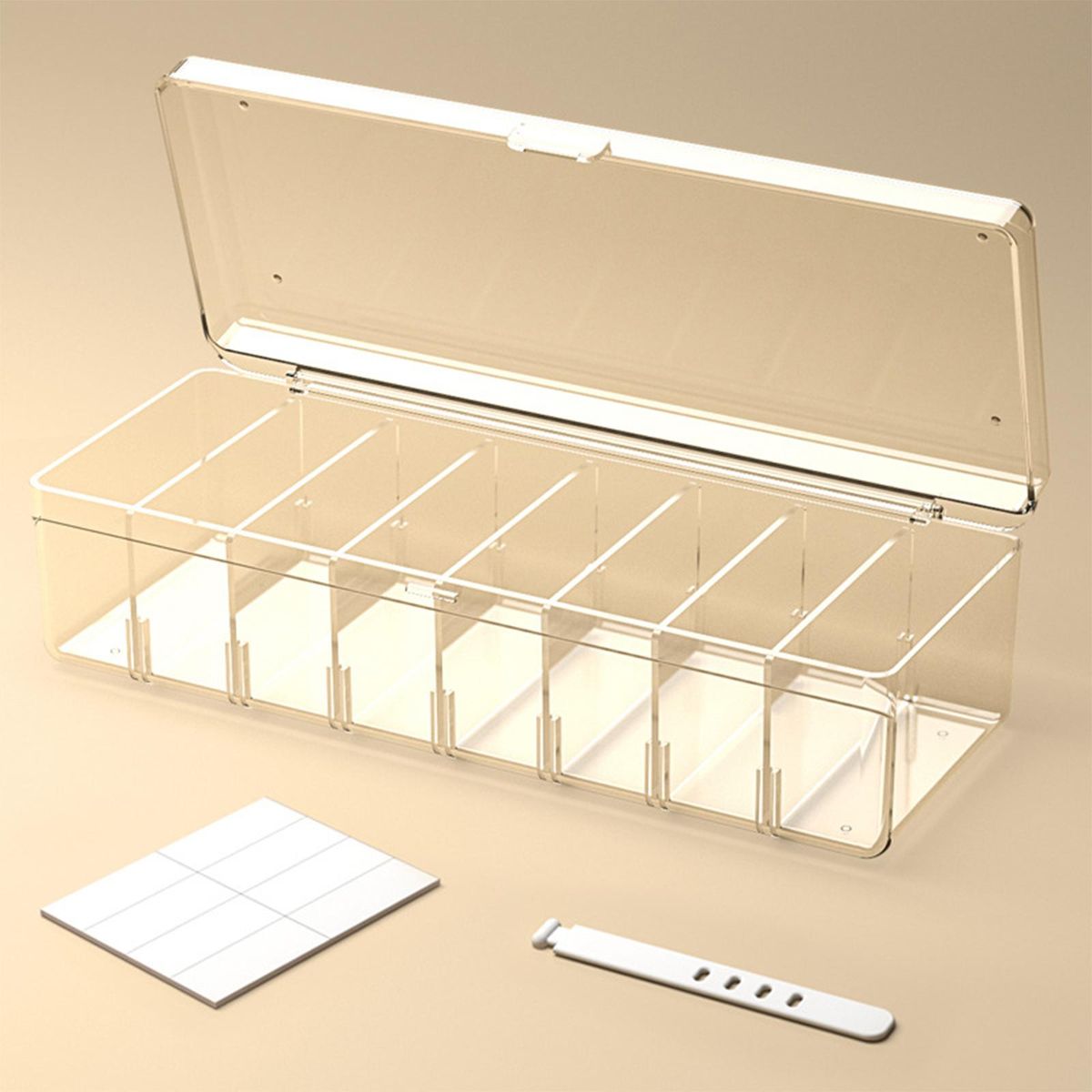 Desktop Cable Storage Box Compartments Holder Multifunction For Clear