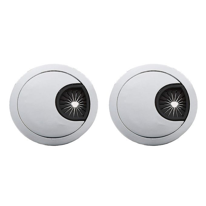 Desk Grommet 2 Inch Matte Metal Desk Cord Cable Hole Cover Silver
