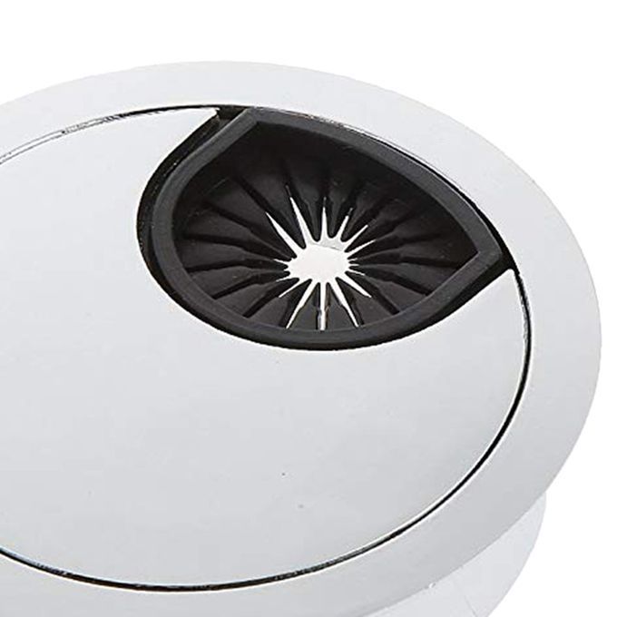 Desk Grommet 2 Inch Matte Metal Desk Cord Cable Hole Cover Silver