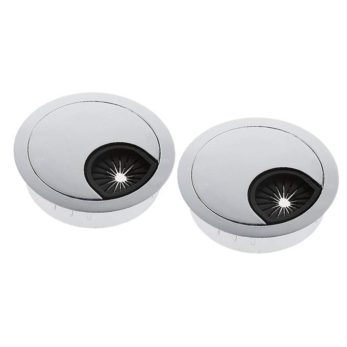 Desk Grommet 2 Inch Matte Metal Desk Cord Cable Hole Cover Silver