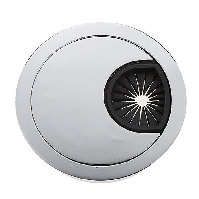 Desk Grommet 2 Inch Matte Metal Desk Cord Cable Hole Cover Silver