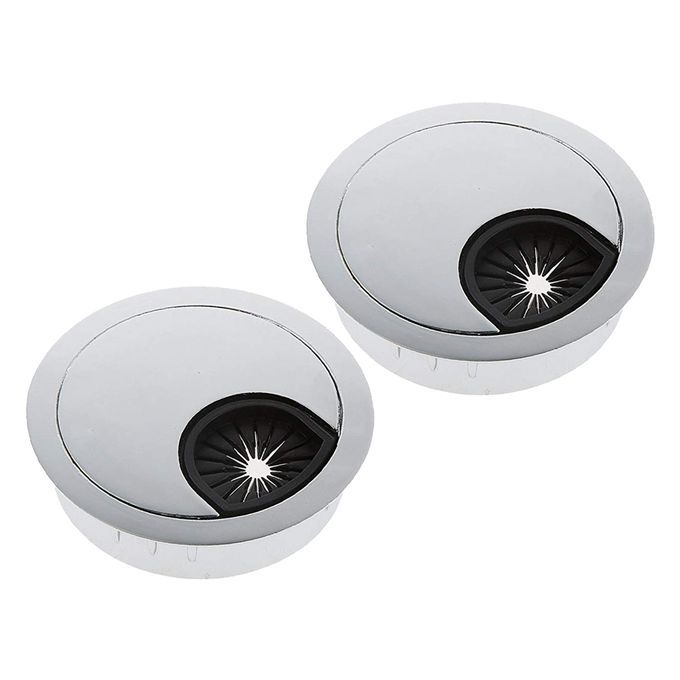 Desk Grommet 2 Inch Matte Metal Desk Cord Cable Hole Cover Silver