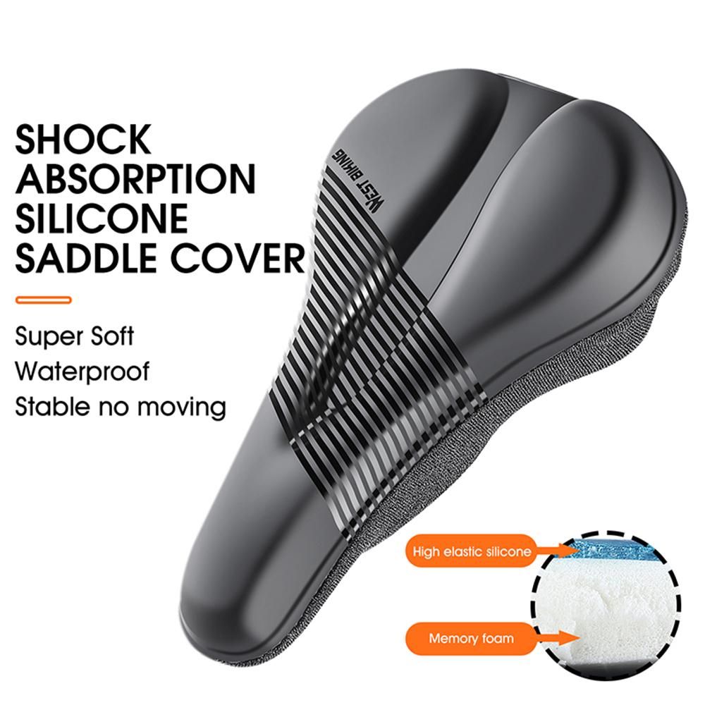 Anti-slip Bike Saddle Cover Soft Silicone Padded Bicycle Seat Cover Bike Seat Cushion Pad for Mountain Road Bike Outdoor Cycling