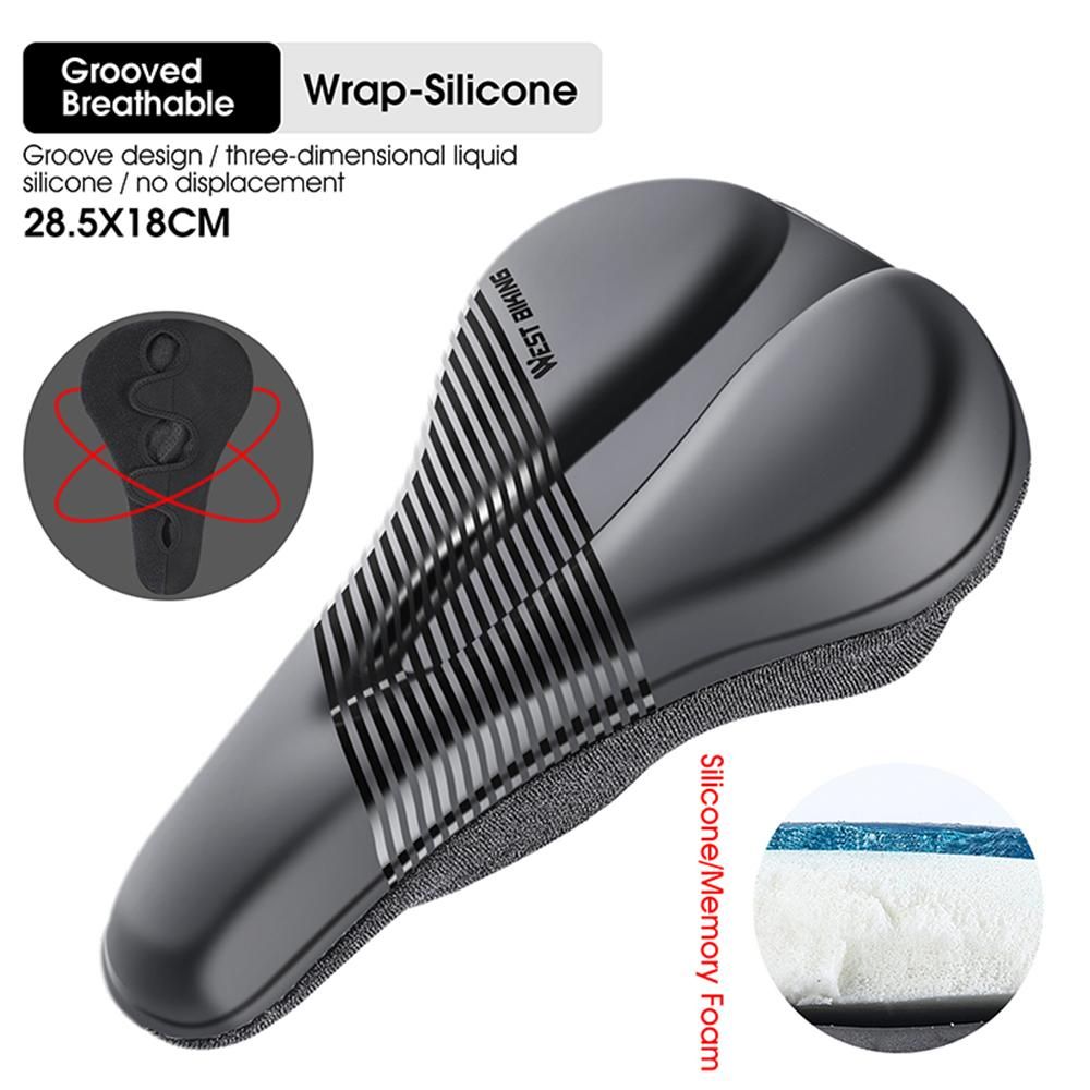 Anti-slip Bike Saddle Cover Soft Silicone Padded Bicycle Seat Cover Bike Seat Cushion Pad for Mountain Road Bike Outdoor Cycling
