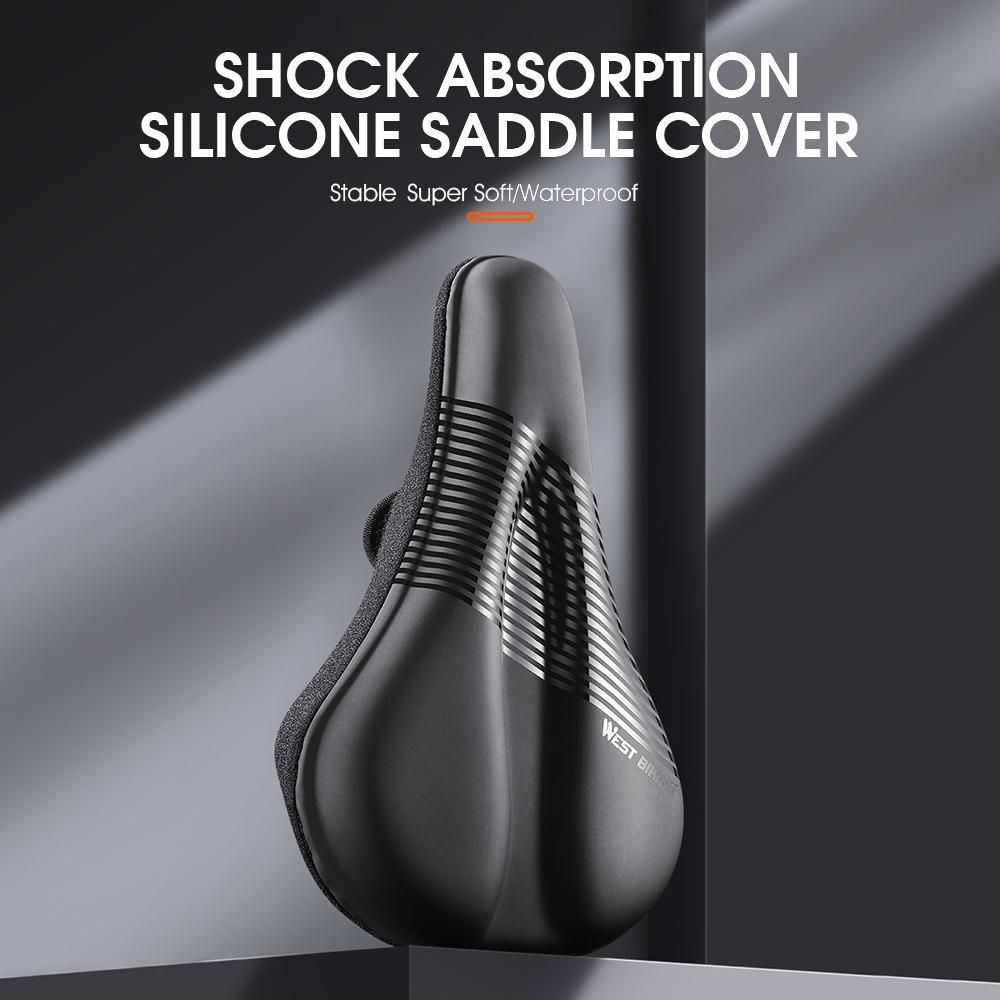 Anti-slip Bike Saddle Cover Soft Silicone Padded Bicycle Seat Cover Bike Seat Cushion Pad for Mountain Road Bike Outdoor Cycling