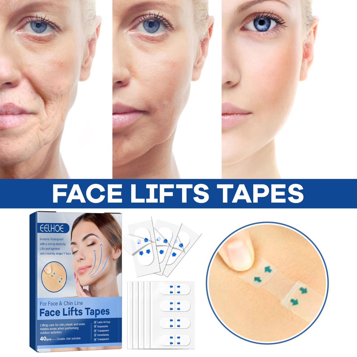 40PCS V Face Invisible Tape Face Lifting Firming