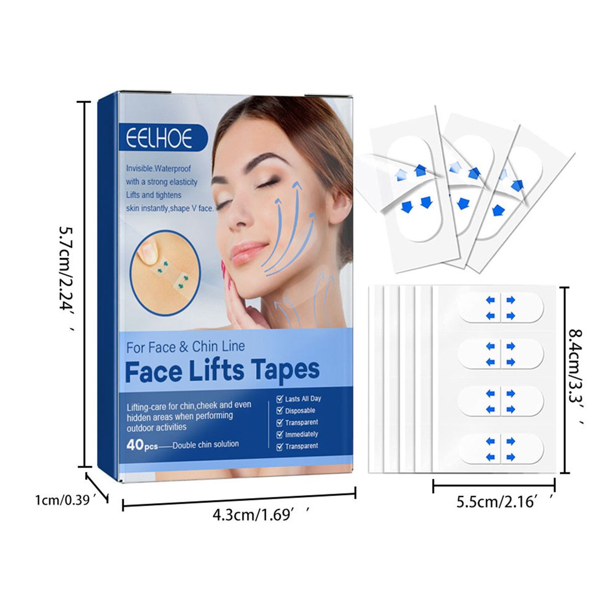 40PCS V Face Invisible Tape Face Lifting Firming