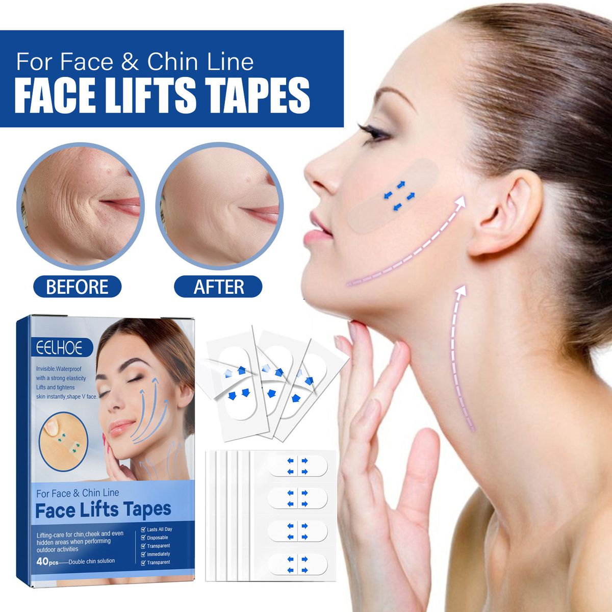 40PCS V Face Invisible Tape Face Lifting Firming
