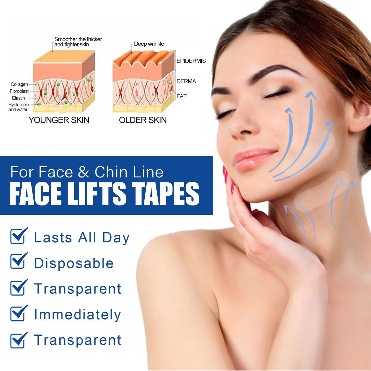 40PCS V Face Invisible Tape Face Lifting Firming