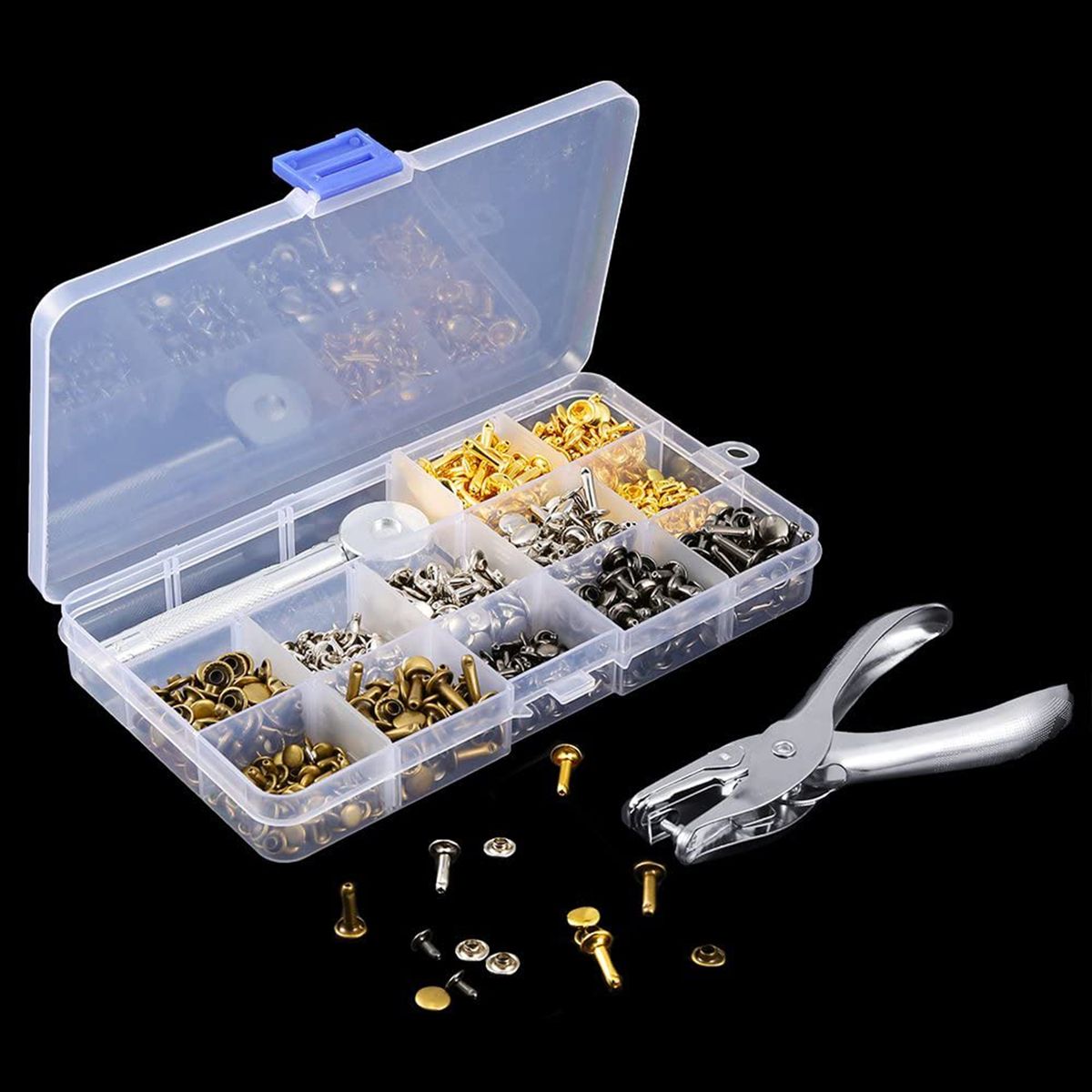 360 Sets 3 Sizes Leather Rivets Double Cap Rivet Tubular