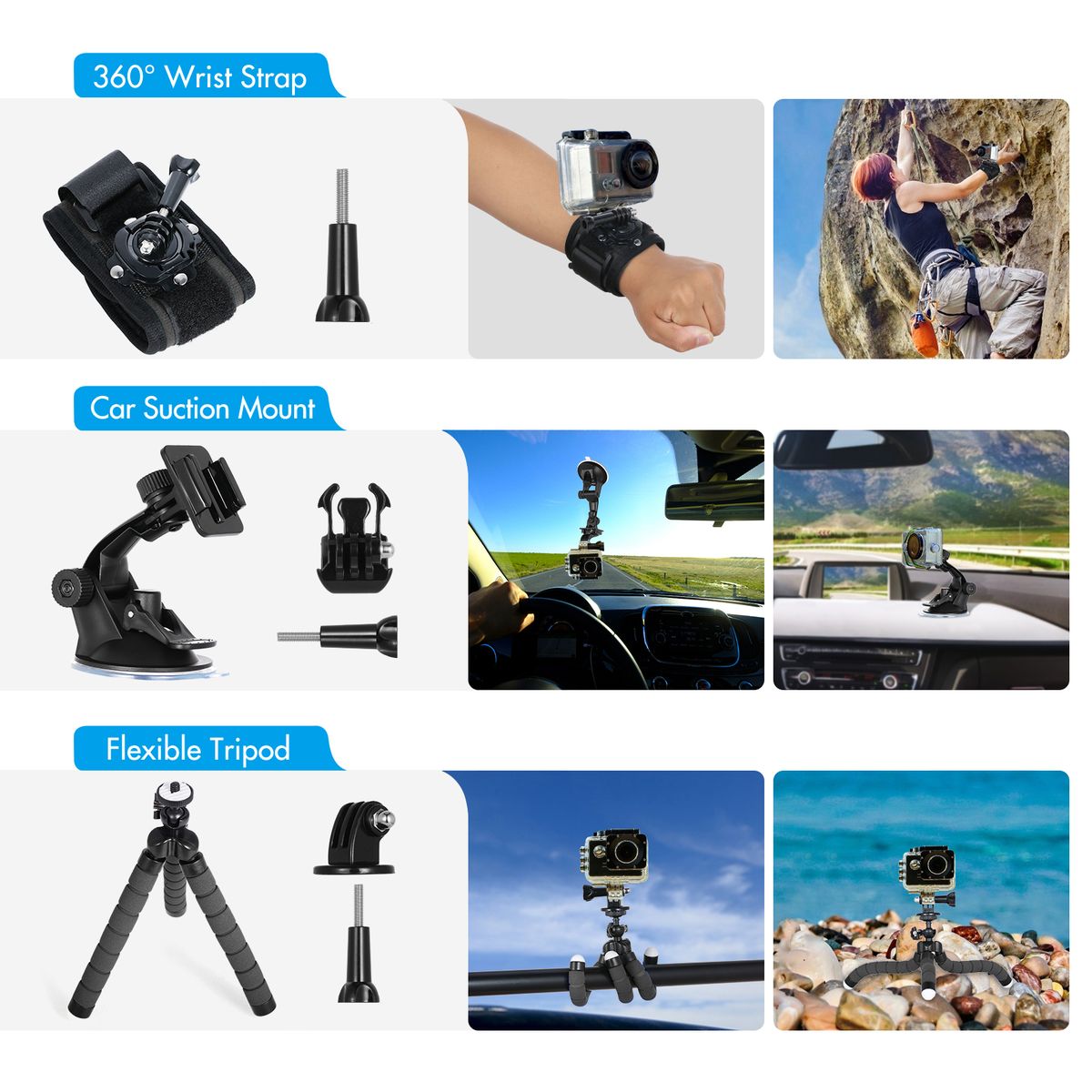 Camnoon 60-in-1 Action Camera Accessories Kit Sports Camera