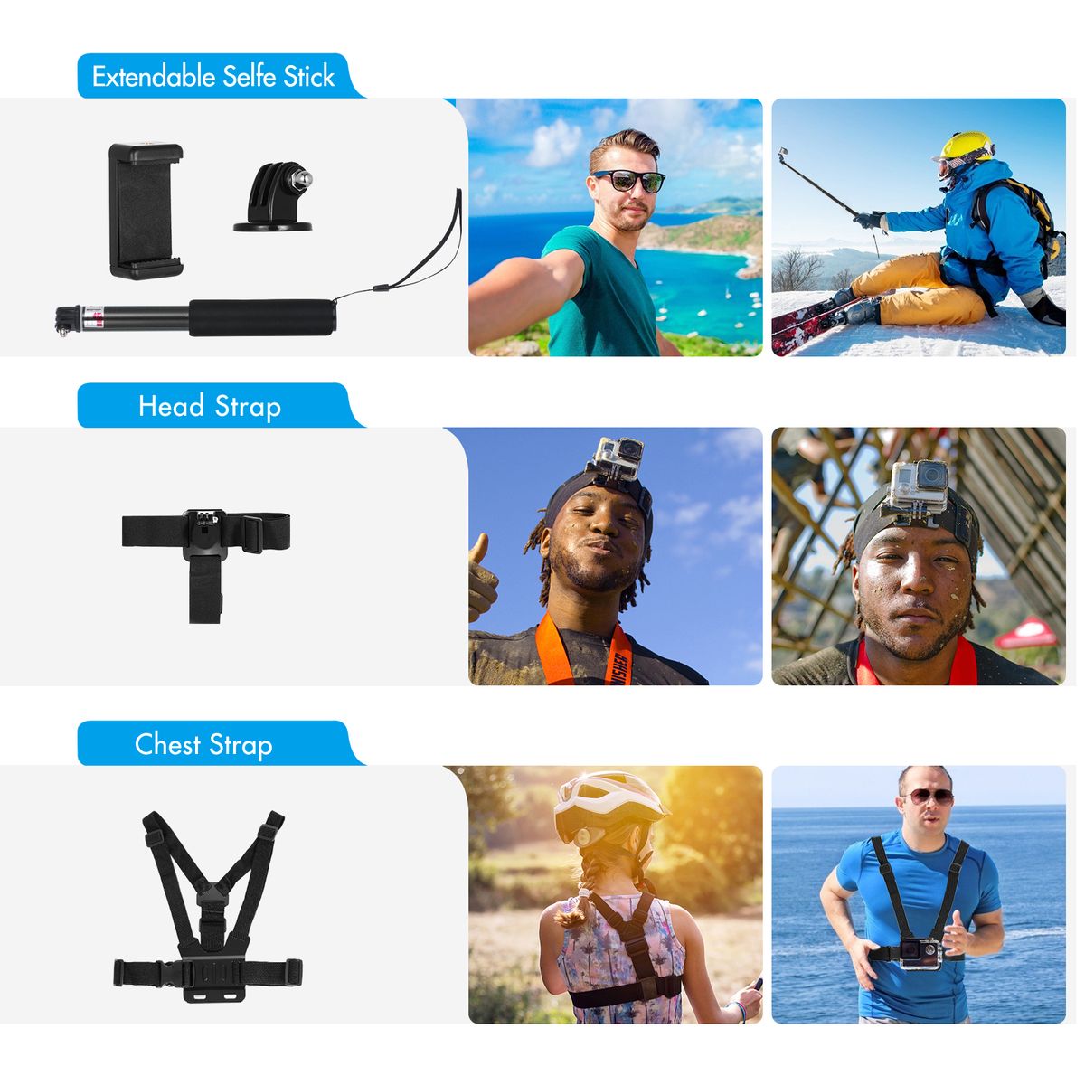 Camnoon 60-in-1 Action Camera Accessories Kit Sports Camera