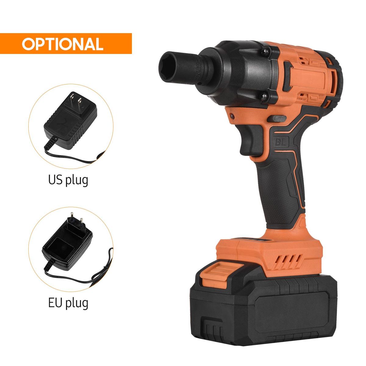 20V Cordless Brushless Impact Wrench with 1/2in Chuck Variable Speed 420N.m Torque Handheld Power Wrench with 4 Sockets 3.0Ah Lithium Battery Fast Charger for Removing Nuts Bolts Auto Repair