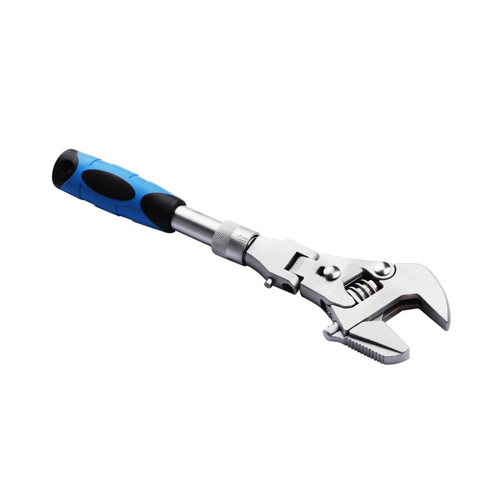 Multifunctional Retractable Adjustable Wrench Household Maintenance Practical Ratchet Wrench 180° Handle Bathroom Air Conditioner Narrow Space Maintenance Wrench