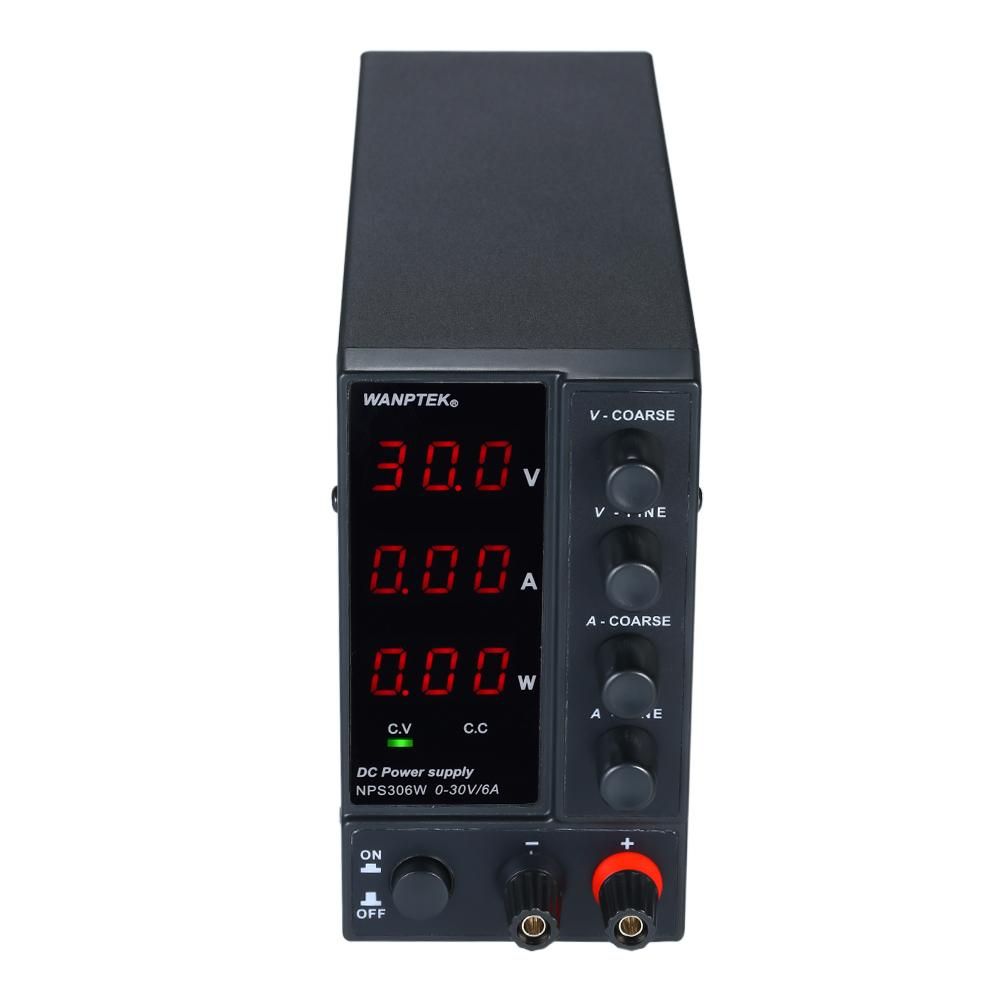 wanptek NPS306W 0-30V 0-6A Switching DC Power Supply 3 Digits Display LED High Precision Adjustable Mini Power Supply AC 115V/230V 50/60Hz Voltage & Current Regulated Dual Output
