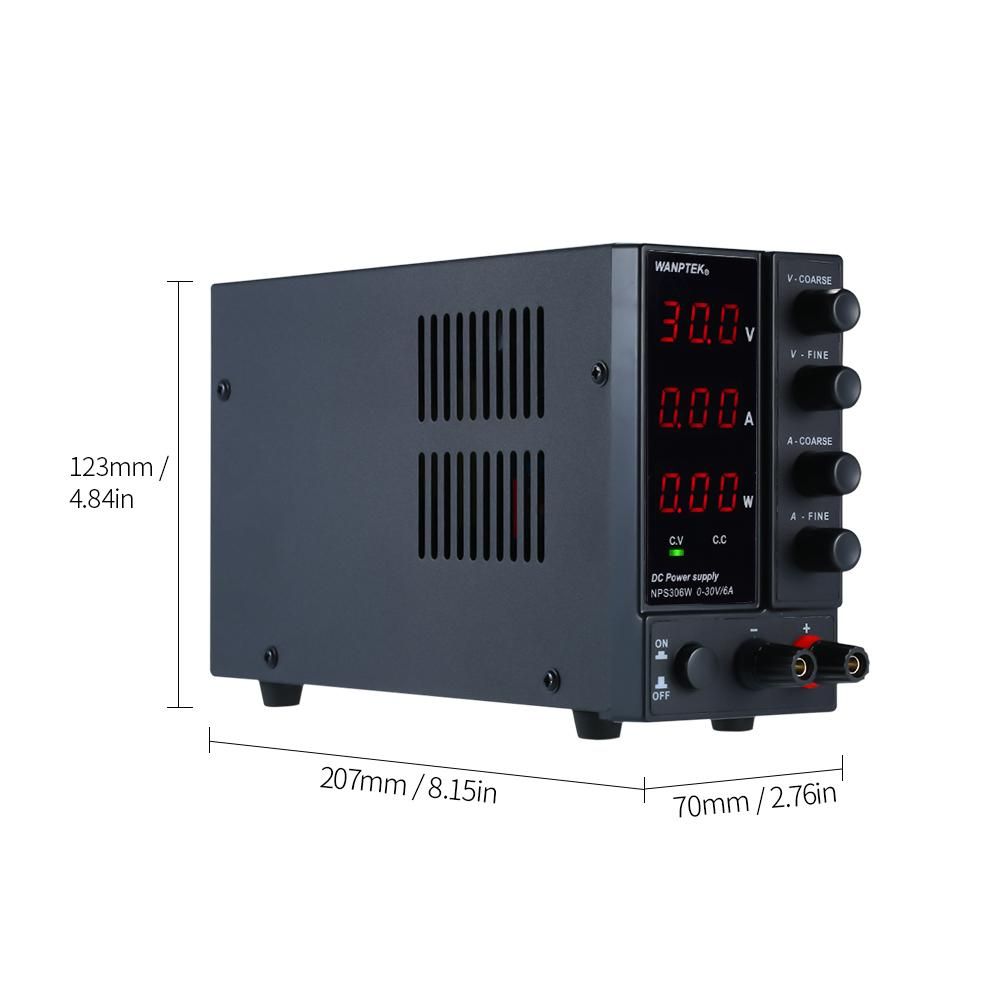 wanptek NPS306W 0-30V 0-6A Switching DC Power Supply 3 Digits Display LED High Precision Adjustable Mini Power Supply AC 115V/230V 50/60Hz Voltage & Current Regulated Dual Output