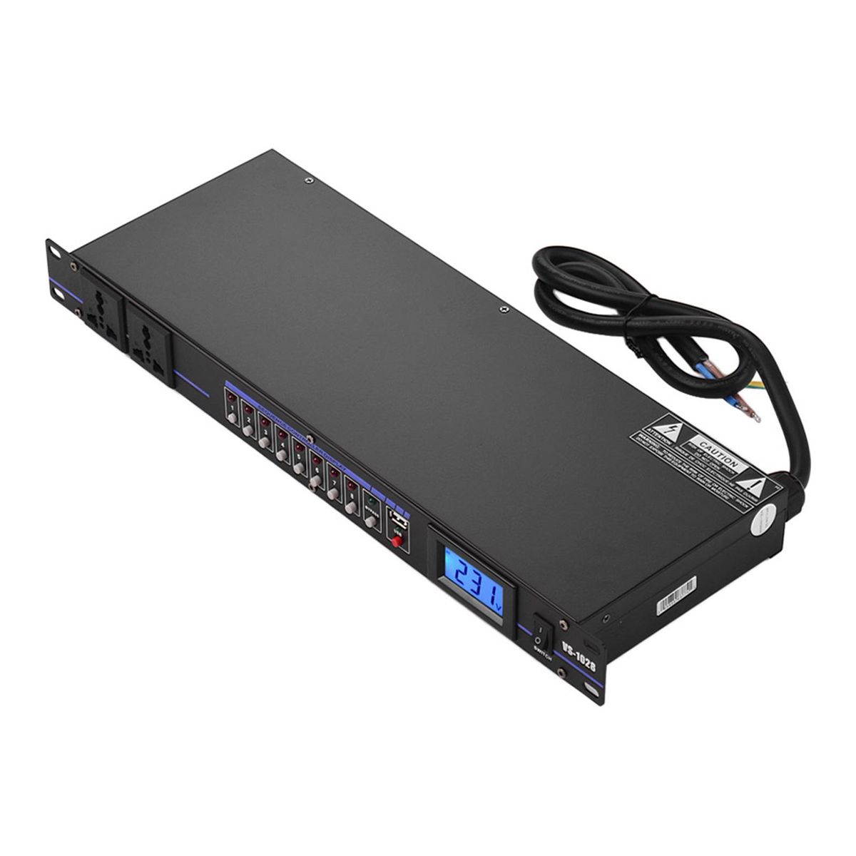 VS-1028 10-outlet Rack Mount Power Sequence Controller Conditioner Surge Protector Power Supply Regulator with LCD Display USB Interface for DJ Equipment Instrument Rigs Audio Recording System