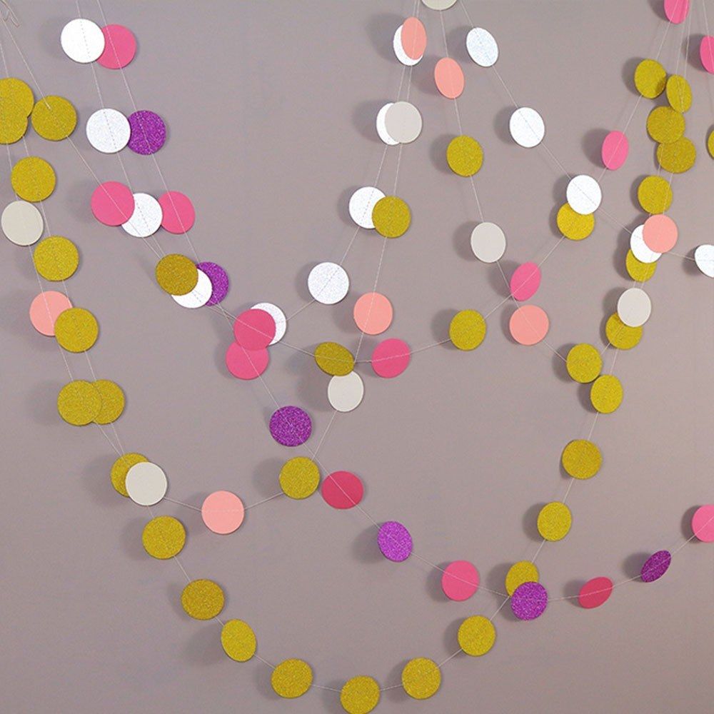 Colorful Round Hanging Paper Circle Garland Glitter