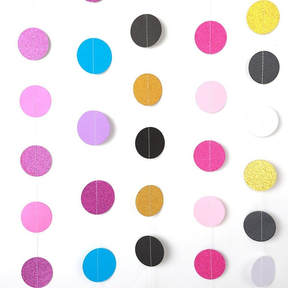 Colorful Round Hanging Paper Circle Garland Glitter