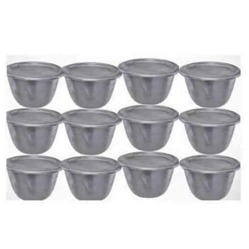 12 Pcs Re-Usable Aluminium Moin Moin Cups With Cover