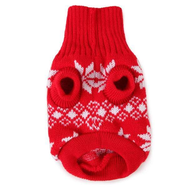 Maple Leaf Pet Dog Knitted Breathable Sweater Outwear Apparel#Red S Red XS 7inch