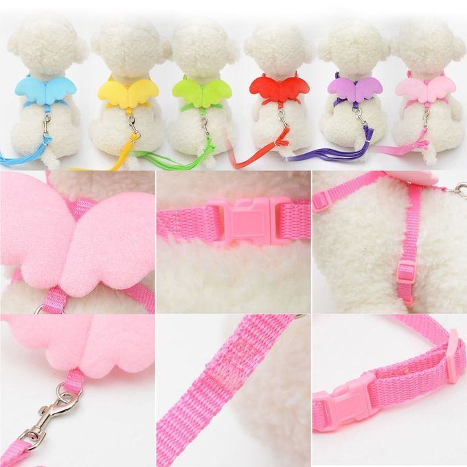 Cute Angel Pet Dog Leashes Cats Puppy Leads Wing Straps Adjustable Harness Blue