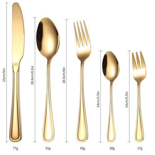 Set Of 32pcs Gold Plated Cutlery Spoon Fork And Knife
