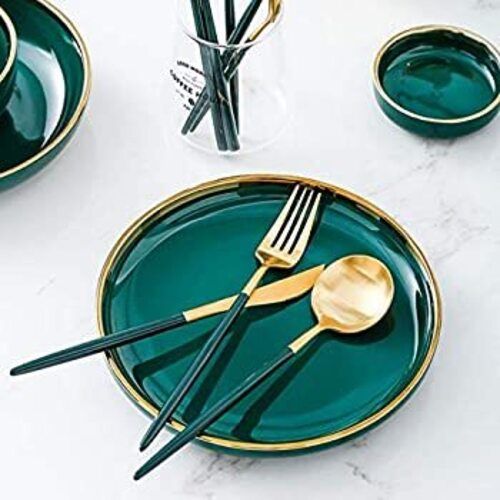 Gold Mix Spoon, Fork And Knife Set With Case (3pcs)
