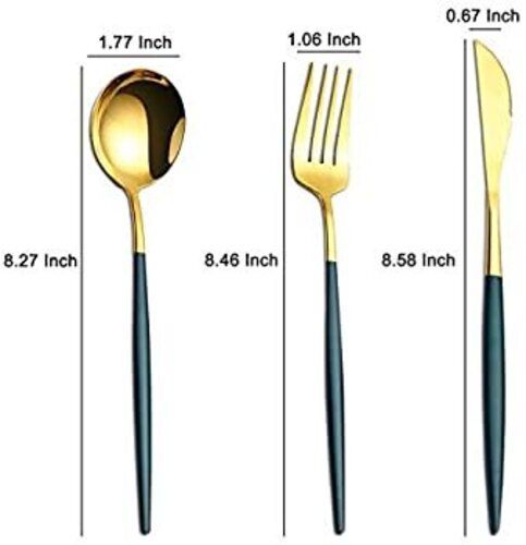 Gold Mix Spoon, Fork And Knife Set With Case (3pcs)