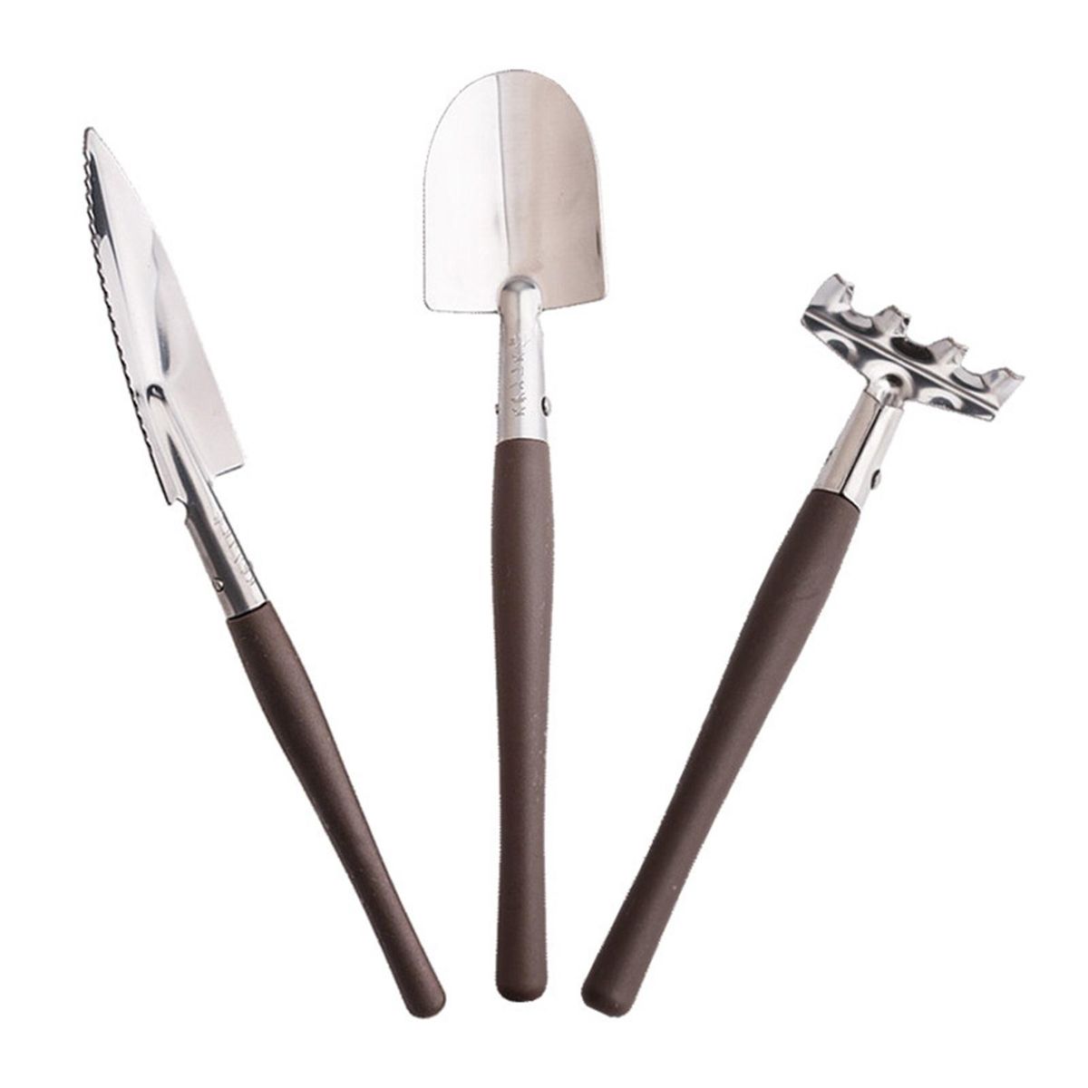 1 Set Transplanting Shovel Shovel Rake Heavy-Duty Hand Gardening Tools Kit Brown