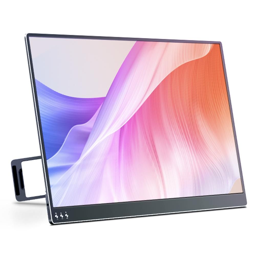13.3 inch Portable Monitor QLED Screen 1920*1080 Resolution with Integrated Foldable Bracket Wide Compatibility Black US Plug