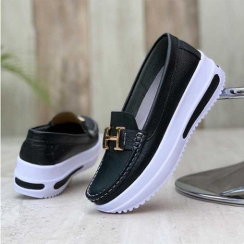 Foreign trade independent station autumn 2021 thick-soled round toe solid color women 40-43PU shallow mouth women's flat shoes blue 39