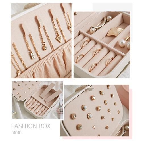 Jewelry Organizer Large Capacity Leather Storage Box Portable Travel Necklace Ring Holder Small Case Solid Cosmetic Bag