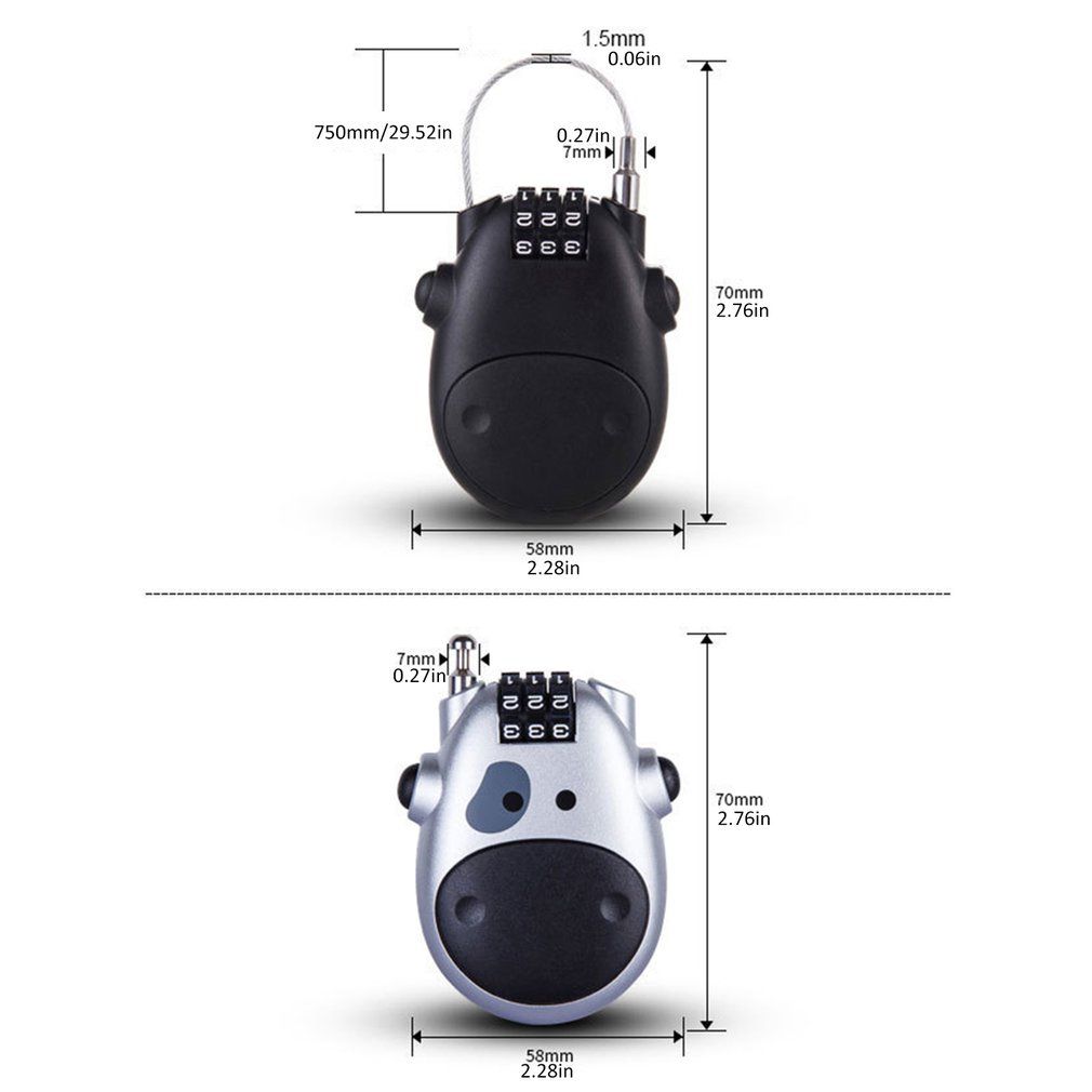 Telescopic Wire Rope Steel Cable Wire Code Lock Security Digit Password Lock