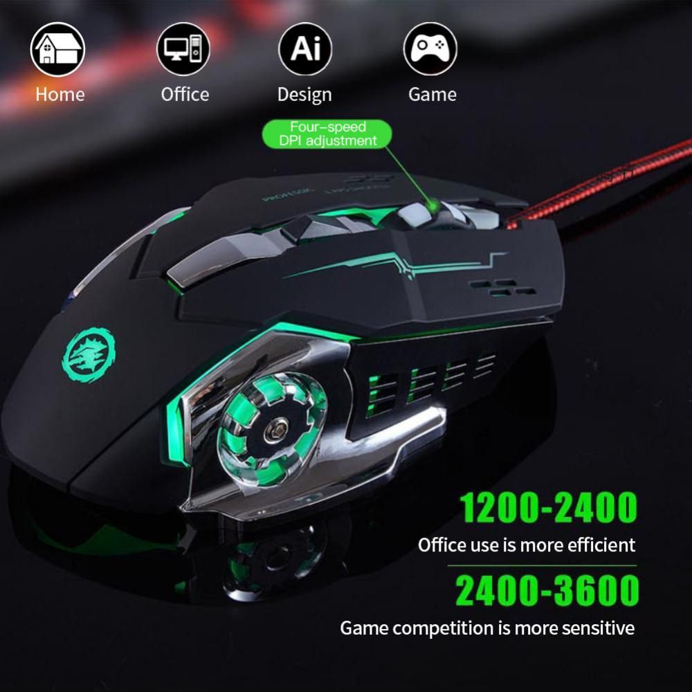 Wireless/ Wired Gaming Mouse 3600 Dpi Portable Silent Mouse 6 Buttons 2.4ghz Pc