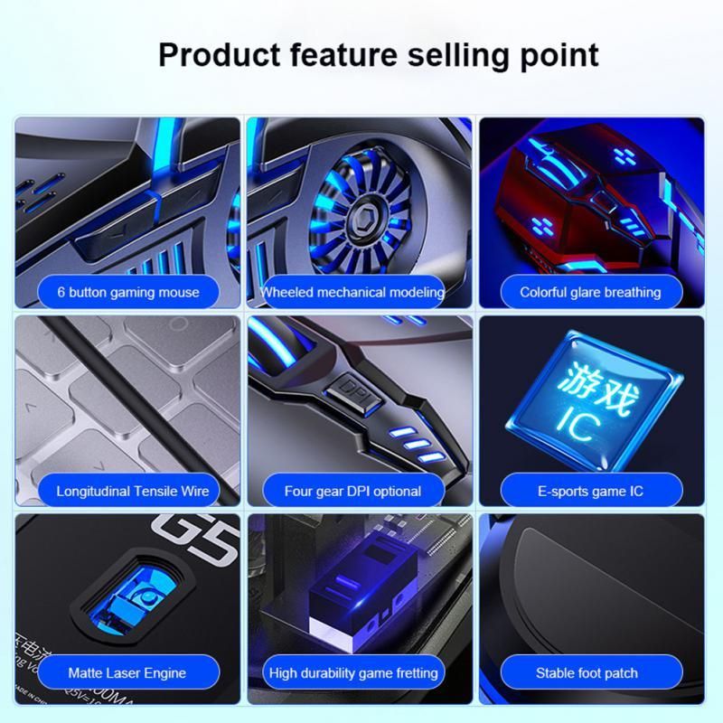E-sport 3200 DPI Gaming Mouse Zero Delay 6D Mechanical Wired Mouse RGB Macro