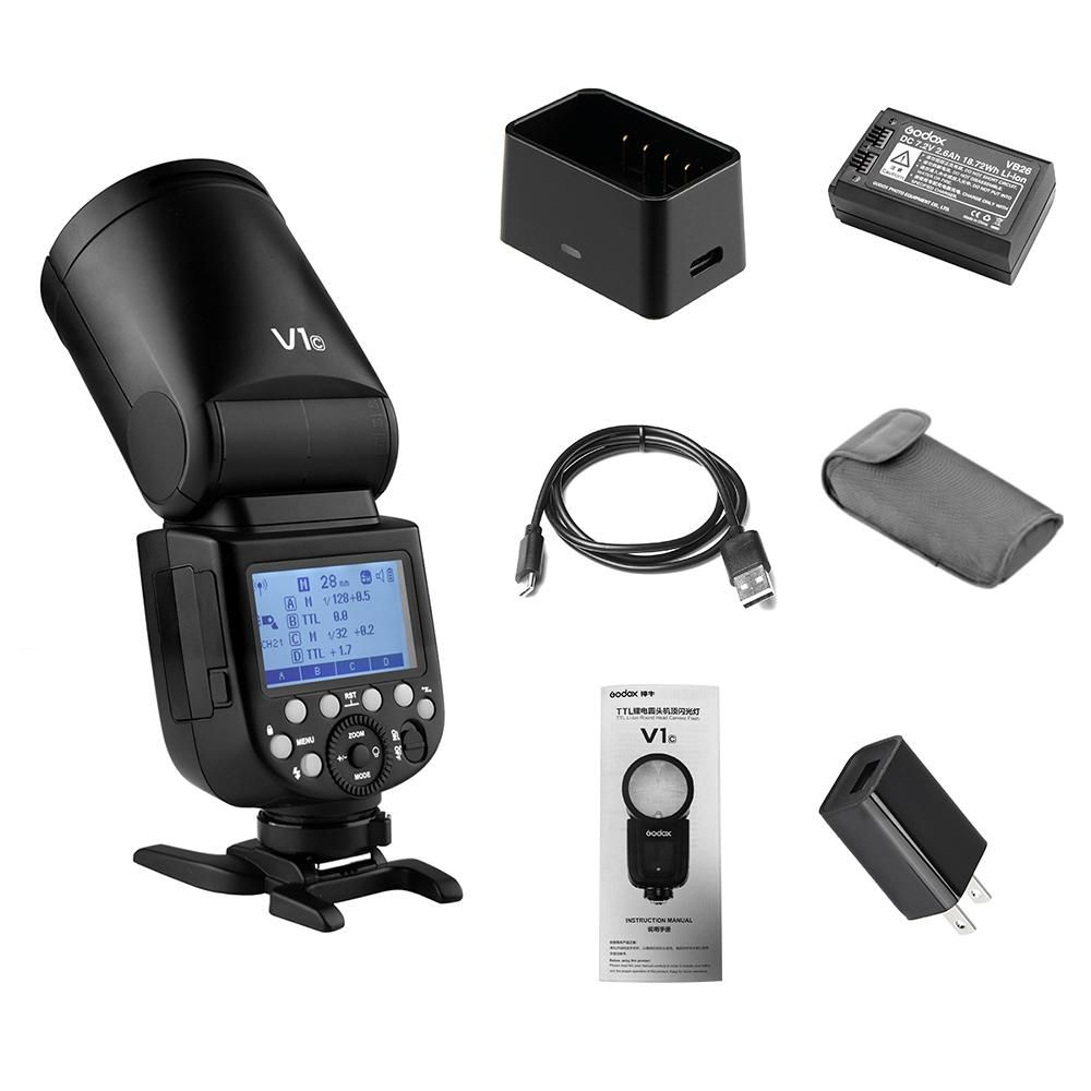 Godox V1C Professional Camera Flash Speedlite Speedlight Round Head Wireless 2.4G Compatible with Canon EOS Series 1500D 3000D 5D Mark lll 5D Mark ll for Wedding Portrait Studio Photography