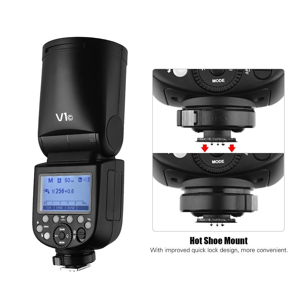 Godox V1C Professional Camera Flash Speedlite Speedlight Round Head Wireless 2.4G Compatible with Canon EOS Series 1500D 3000D 5D Mark lll 5D Mark ll for Wedding Portrait Studio Photography