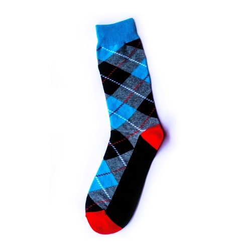 Fresh Pair Men's Horizontal Argyle Pattern Crew Socks 004
