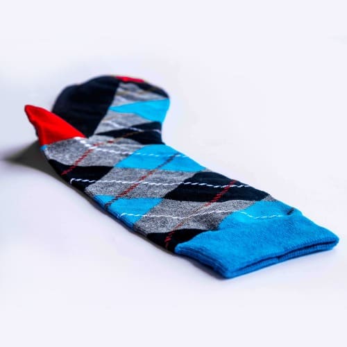 Fresh Pair Men's Horizontal Argyle Pattern Crew Socks 004
